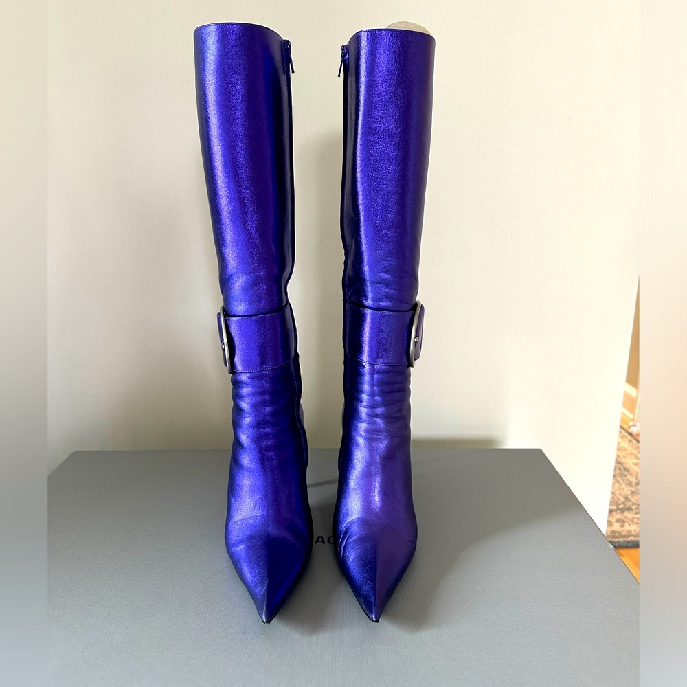 Balenciaga Purple Essex Metallic Boot - Picture 3 of 9